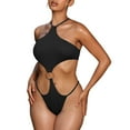 thumbnail image 1 of Sngxgn Women Swimsuit Tummy Control Bathing Suit Sexy Plunge V Neck Swimwear(Black,M), 1 of 8