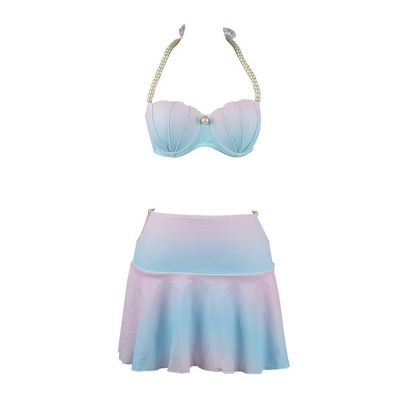 Sngxgn High Waisted Swimsuits for Women Bikini Sets Sets Tummy Control(Light Blue,L)