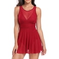 thumbnail image 1 of Sngxgn Women Swimsuits Vintage Tummy Control Swimwear(Red,XL), 1 of 4