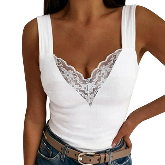 Sngxgn Women Tank Tops Dressy V Neck Camisole Blouse Casual Sleeveless Cami Summer Tanks Shirt(White,XL)