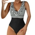 thumbnail image 1 of Sngxgn Women Tummy Control Swimsuits Cutout Ruffle Bathing Suit High Cut Swimsuits(Black,M), 1 of 8
