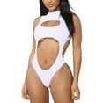 thumbnail image 1 of Sngxgn Women Tummy Control Swimsuits Cutout Ruffle Bathing Suit High Cut Swimsuits(White,L), 1 of 7