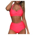 thumbnail image 1 of Sngxgn Women Tummy Control Swimsuits Push Up Bathing Suits(Hot Pink,XXL), 1 of 4