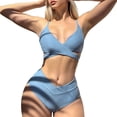 thumbnail image 1 of Sngxgn Women Two Piece Swimsuit Retro Halter High Waist Bikini(Sky Blue,S), 1 of 9