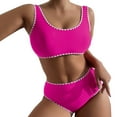 thumbnail image 1 of Sngxgn Women Two Piece Swimsuits High Waisted Bikini Set Tummy Control Ruched Tie Knot Bathing Suits(Hot Pink,M), 1 of 4