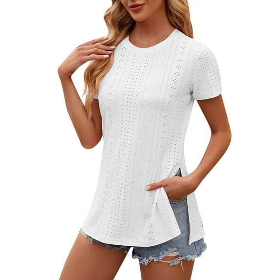 Sngxgn Women V Neck Ribbed Short Sleeve Shirt Fitted Basic Top(White,S)