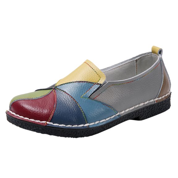 Sngxgn Women’s Ballet Flat Shoes Dress Shoes Slip On Walking Flats Shoes for Woman Comfort Soft(Grey,37)