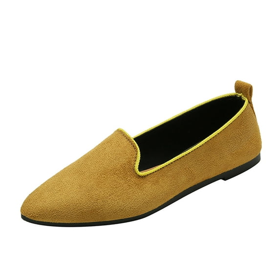 Sngxgn Women's Ballet Flat Slip On Flats Shoes Classic Flat Shoes Casual Dress Shoes Ballet Flat Walking Shoes(Yellow,41)