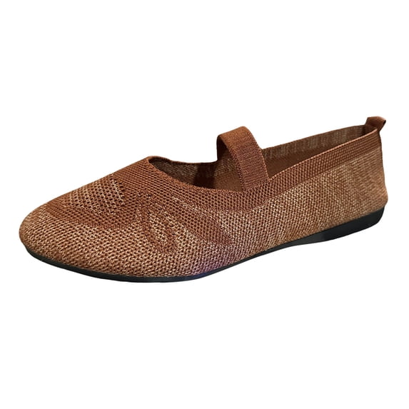Sngxgn Women Ballet Flats Ballerina Shoes Comfort Casual Slip on Flat Shoes(Brown,40)