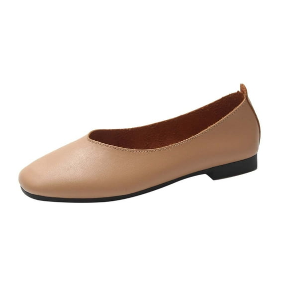 Sngxgn Women's Ballet Flats Comfortble Flat Shoes for Office Work Casual Dress Shoes(Brown,37)