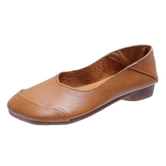 Sngxgn Women's Ballet Flats Slip On Flats Shoes Casual Dress Shoes Ballet Flat(Brown,39)