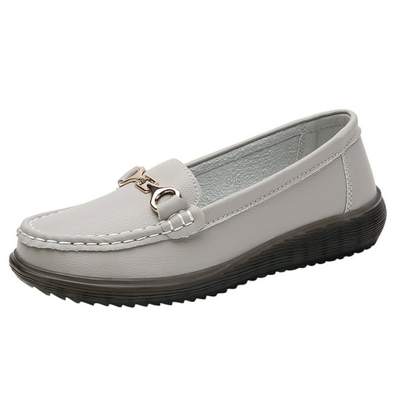 Sngxgn Women's Ballet Flats Walking Flats Slip On Work Shoes Flats Shoes for Woman Soft Lightweight(Grey,37)