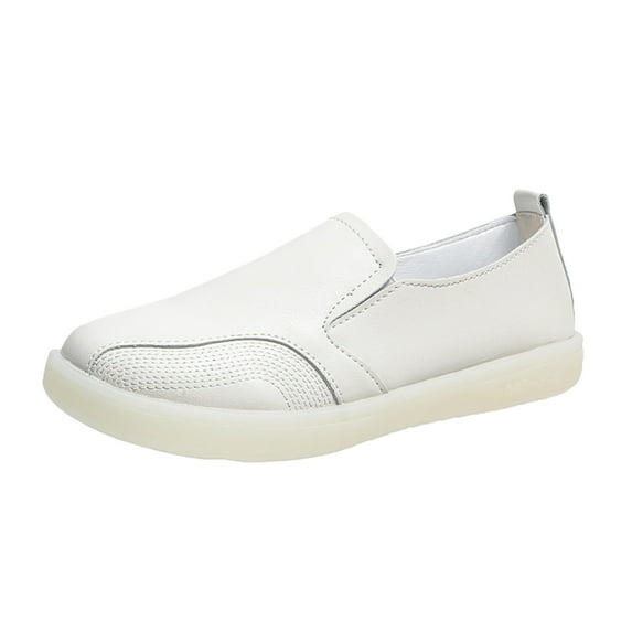Sngxgn Women’s Flat Shoes Dress Shoes Slip On Walking Flats Shoes for Woman Casual Comfort Soft(White,38)