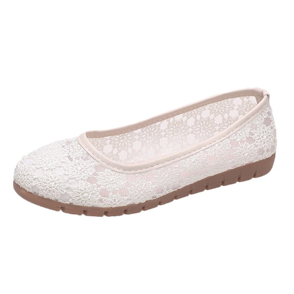 Sngxgn Women's Ballet Flats for Women Slip On Dress Shoes(Beige,38)