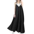 thumbnail image 1 of Sngxgn Women's Basic Bodycon Midi Dress Crewneck Sleeveless Casual Summer Tank Top Dresses(Black,M), 1 of 4