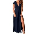 thumbnail image 1 of Sngxgn Women's Basic Bodycon Midi Dress Crewneck Sleeveless Casual Summer Tank Top Dresses(Navy,S), 1 of 7