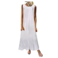 thumbnail image 1 of Sngxgn Women's Basic Bodycon Midi Dress Crewneck Sleeveless Casual Summer Tank Top Dresses(White,XL), 1 of 6