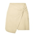 thumbnail image 1 of Sngxgn Women's Basic High Waisted Elastic Solid Pencil Mini Skirt(Beige,XL), 1 of 7