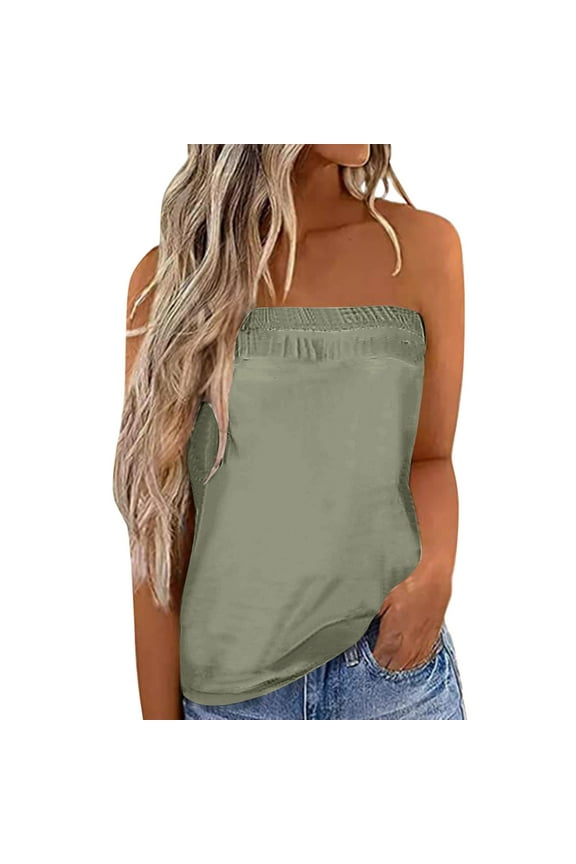 Women's Basic Solid Deep V Neck Spaghetti Double Layer Crop Tank Tops Casual Shirts(AG,S)