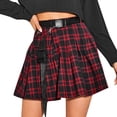thumbnail image 1 of Sngxgn Women's Basic Versatile Stretchy Flared Casual Midi Skater Skirt(Red,S), 1 of 9