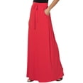 thumbnail image 1 of Sngxgn Women's Basic Versatile Stretchy Flared Casual Midi Skater Skirt(Red,XXL), 1 of 8