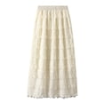 thumbnail image 1 of Sngxgn Women's Basic Versatile Stretchy Flared Casual Mini Skater Skirt(Beige,One Size), 1 of 6