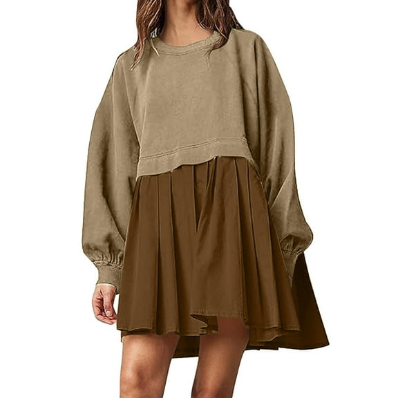 Sngxgn Women's Beach Dress Casual Vacation Short Summer Dresses(Khaki,XXL)