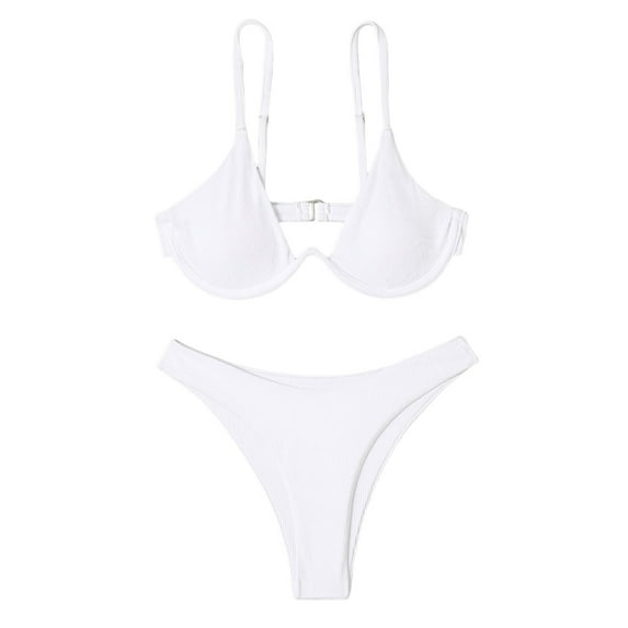 Sngxgn Women's High Waisted Bikini Twist Front Tie Back 2 Piece Swimsuits(White,S)