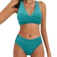thumbnail image 1 of Sngxgn Women's Bikini Sets High Neck Print High Waisted Two Pieces Swimsuits Bathing Suits(Green,M), 1 of 5