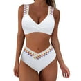 thumbnail image 1 of Sngxgn Women's Bikini Sets Two Piece Swimsuit High Waisted V Neck Twist Front Adjustable Spaghetti Straps Bathing Suit(White,M), 1 of 9