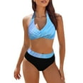 thumbnail image 1 of Sngxgn Women's Bowkont Front Bikini Set Tummy Control High Waisted Belted Bathing Suit(Sky Blue,L), 1 of 7