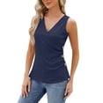 thumbnail image 1 of Sngxgn Women's Camisole Tank Top V Neck Camisole Summer Casual Sleeveless Blouse Basic Tank Shirt(Navy,XXL), 1 of 6