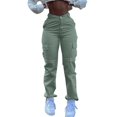 thumbnail image 1 of Sngxgn Women's Cargo Pants Baggy Wide Leg Pants Y2k Vintage Casual Trousers(Green,S), 1 of 8