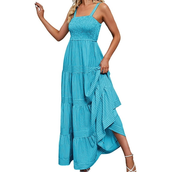 Sngxgn Women's Casual Fall Dresses Long Sleeve Wrap V Neck High Low Ruffle Dress(Blue,M)