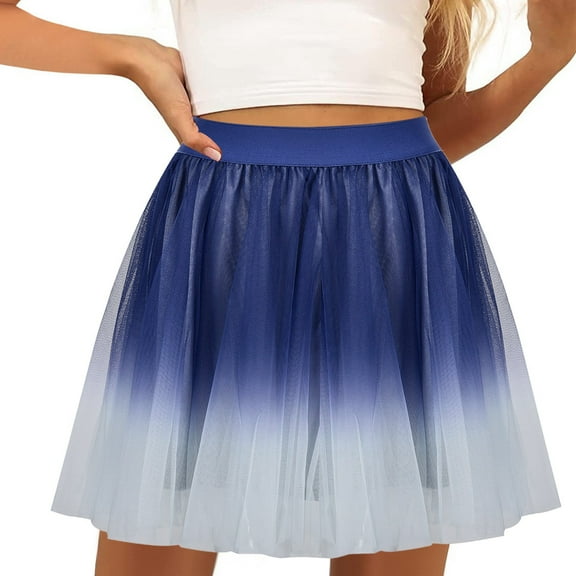 Sngxgn Women's Casual High Waist Skirt Split Trim Midi Skirts(Blue,One Size)