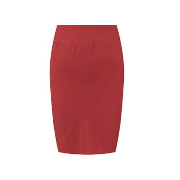 Sngxgn Women's Casual High Waist Skirt Split Trim Midi Skirts(Red,S)