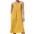 thumbnail image 1 of Sngxgn Women's Casual Loose Sundress Long Dress Sleeveless Split Maxi Dresses Summer Beach Dress with Pockets(Yellow,L), 1 of 6