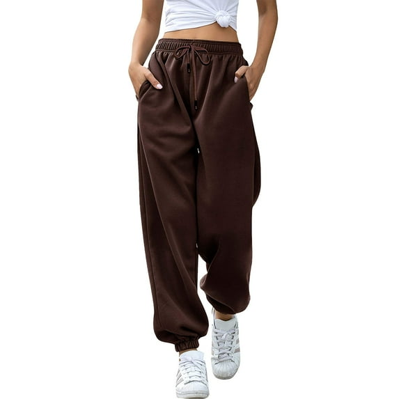 Sngxgn Women's Casual Loose Wide Leg Cozy Pants Sweatpants Comfy Drawstring High Waisted(C,XL)