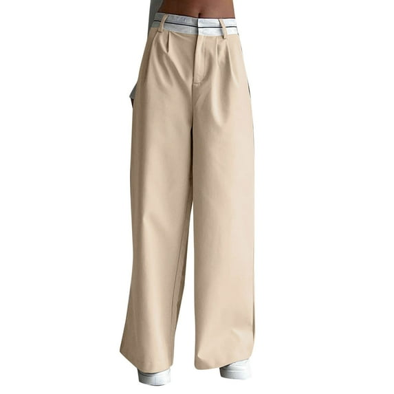 Sngxgn Women's Casual Loose Wide Leg Cozy Pants Sweatpants Comfy Drawstring High Waisted(Khaki,XXL)