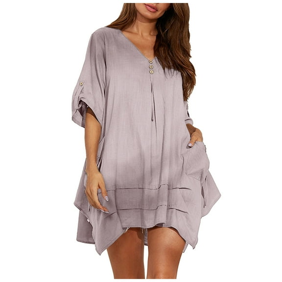 Sngxgn Women's Casual Short Sleeve T Shirts Ribbed V Neck Loose Fit Tee Summer Tunic Tops(Pink,XXL)