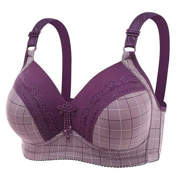 Sngxgn Women's Comfort Lace Underwire Bra,Soft Lace Bra(Purple,40)
