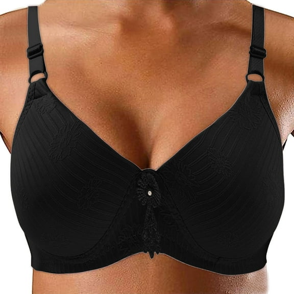 Sngxgn Women's Comfort-Strap Wireless, Full-Coverage Bra(Black,42)