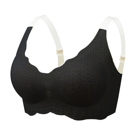 Sngxgn Women's Comfort-Strap Wireless, Full-Coverage Bra(Black,XL)