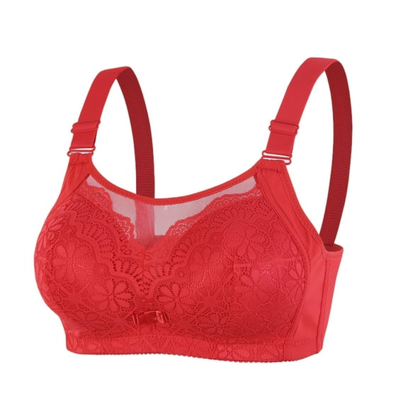 Sngxgn Women's Comfort-Strap Wireless, Full-Coverage Bra(Red,36)