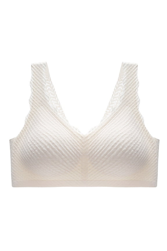Women's Comfort-Strap Wireless, Full-Coverage Bra(White,M)