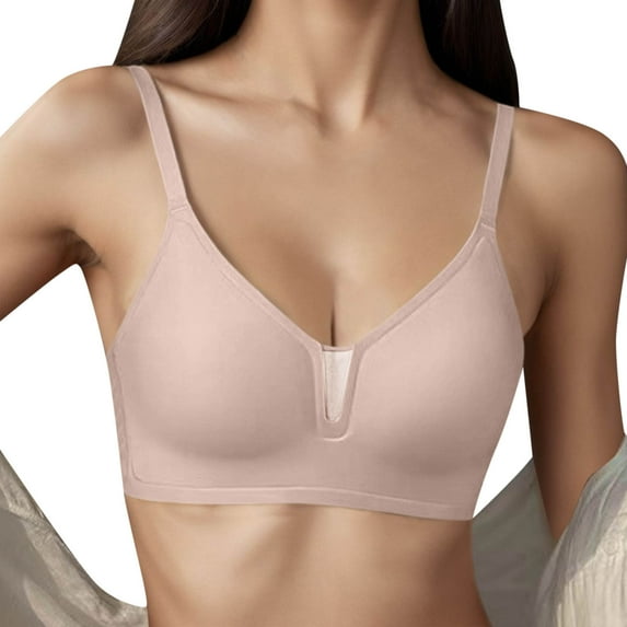 Sngxgn Women's Comfort Wireless Bra Seamless T-Shirt Bra(Pink,XL)
