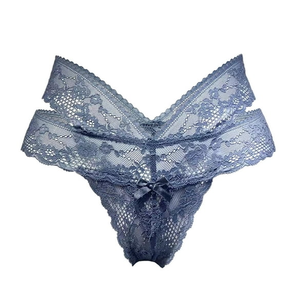 Sngxgn Women's Cotton Breathable Comfort High Waist with Lace(Blue,L)