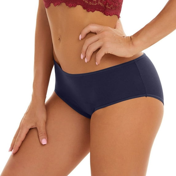 Sngxgn Women's Cotton High Leg Brief Underwear(Blue,L)