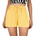 thumbnail image 1 of Sngxgn Women's Cotton Shorts, Pull-on Gym Shorts Casual Shorts(Yellow,S), 1 of 4