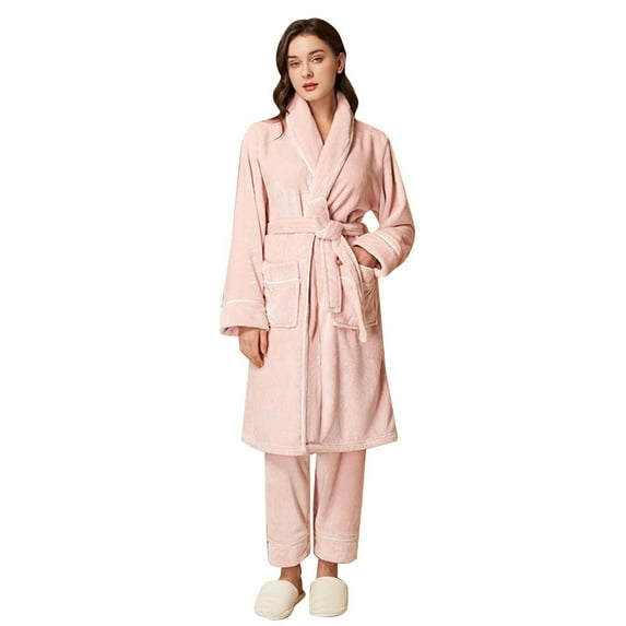 Sngxgn Women's Cotton Nightgown Sleepwear Long Sleeves Shirt Casual Print Sleepdress(Pink,M)